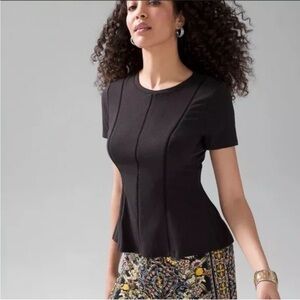 White House Black Market Fitted Black Short Sleeve T-Shirt